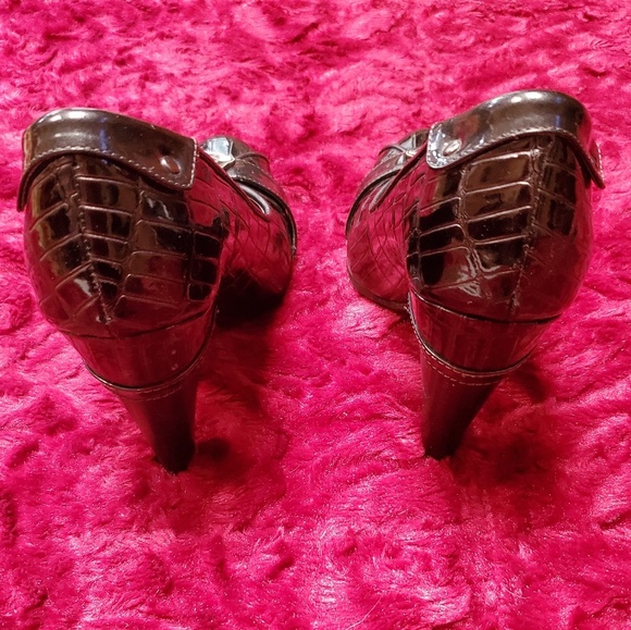 NAUGHTY MONKEY BLACK MOC CROC SHINY BUCKLE PUMPS - Picture 7 of 8